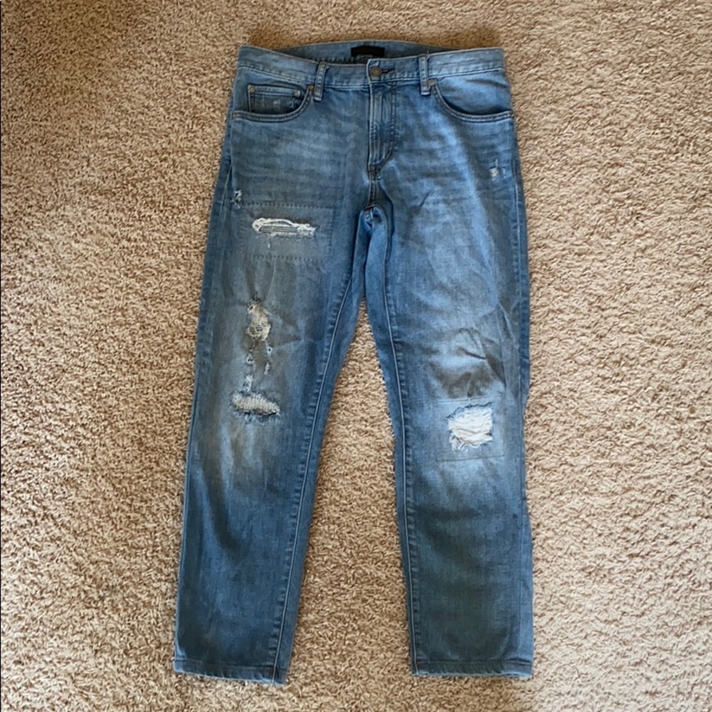 Uniqlo Slim Straight Low Mens Ripped Jeans